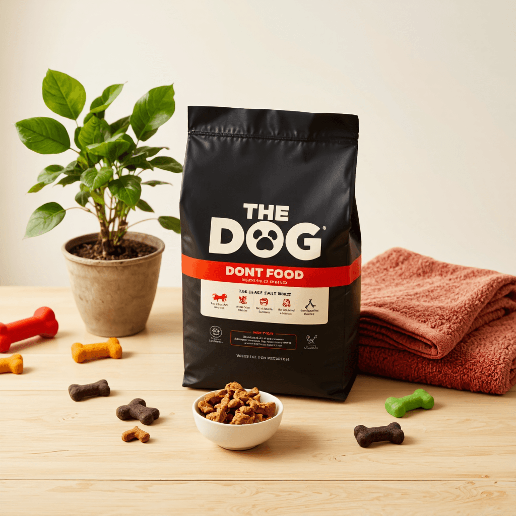 product photography of a bag of dog food