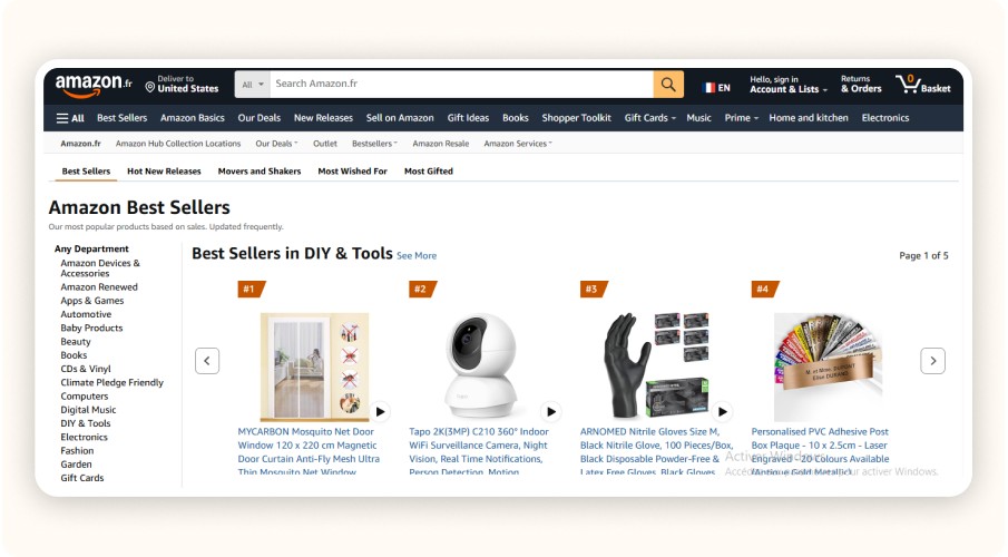 Amazon homepage