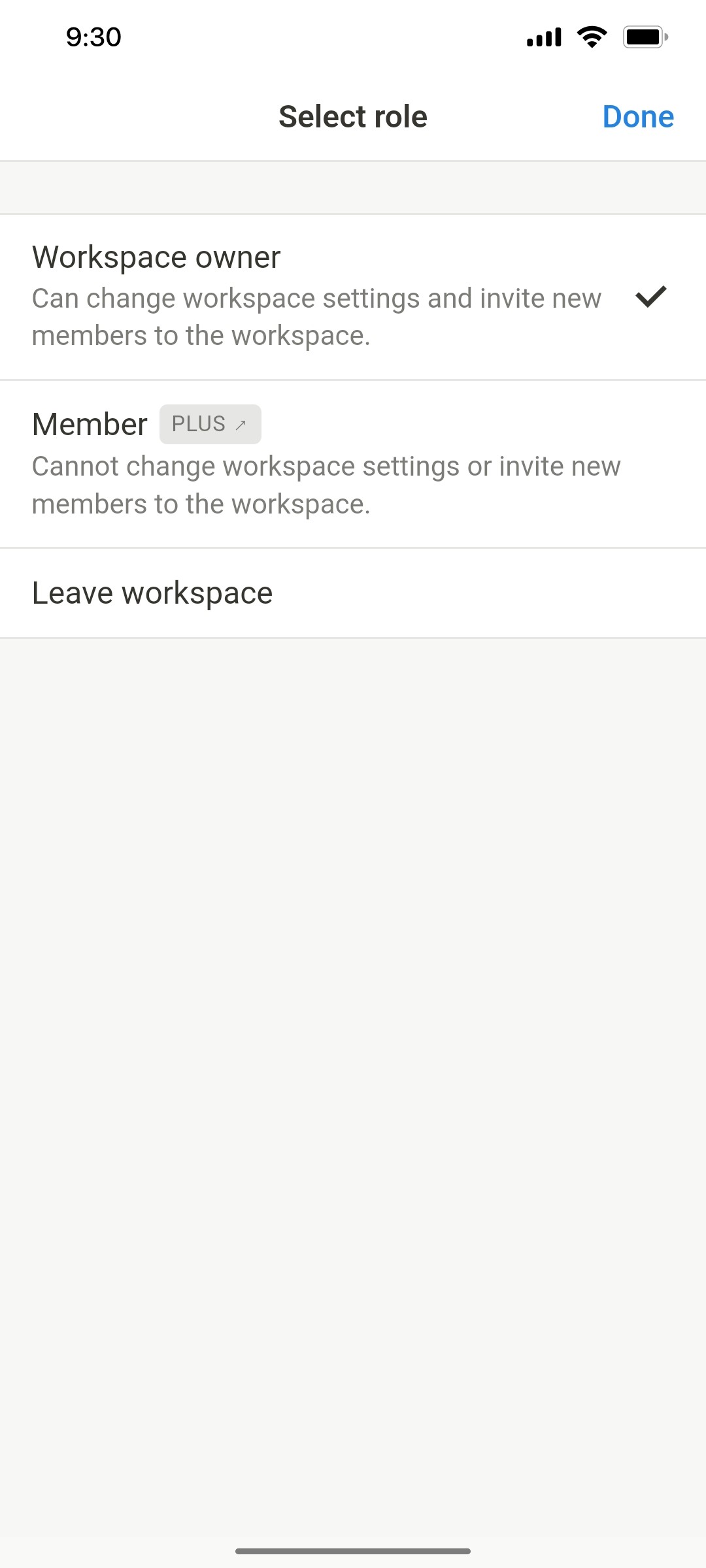 Notion App Select Role Screen