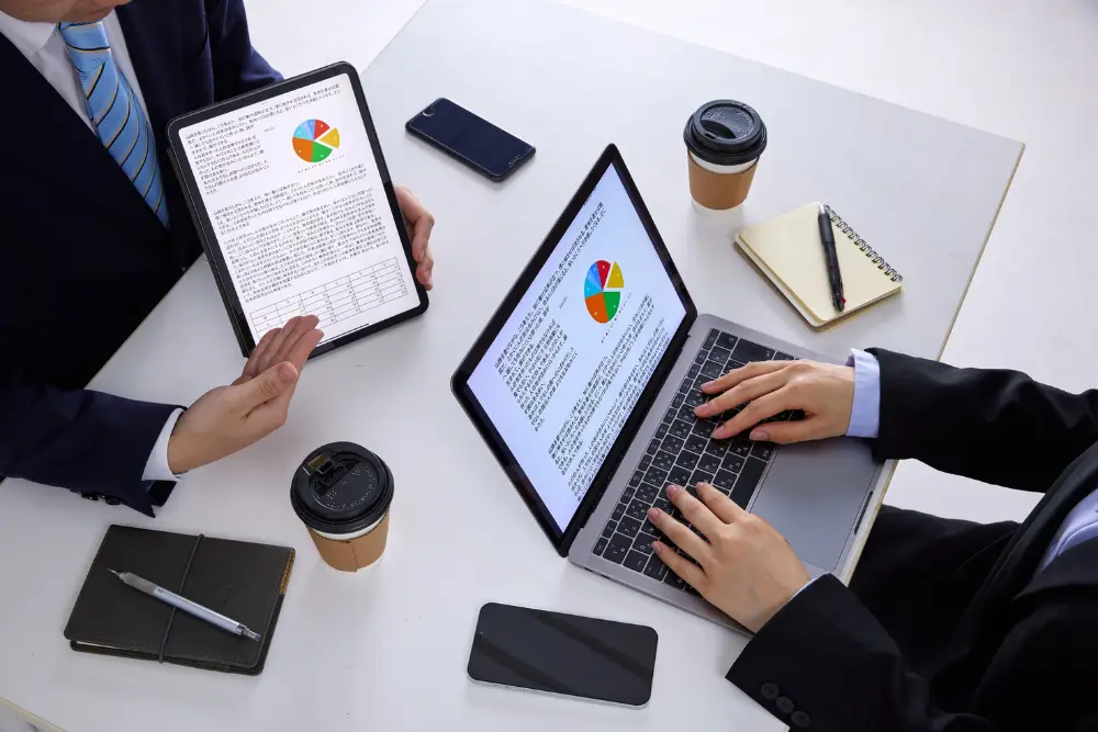 Hospital team analyzing workforce metrics to handle crisis and workload effectively