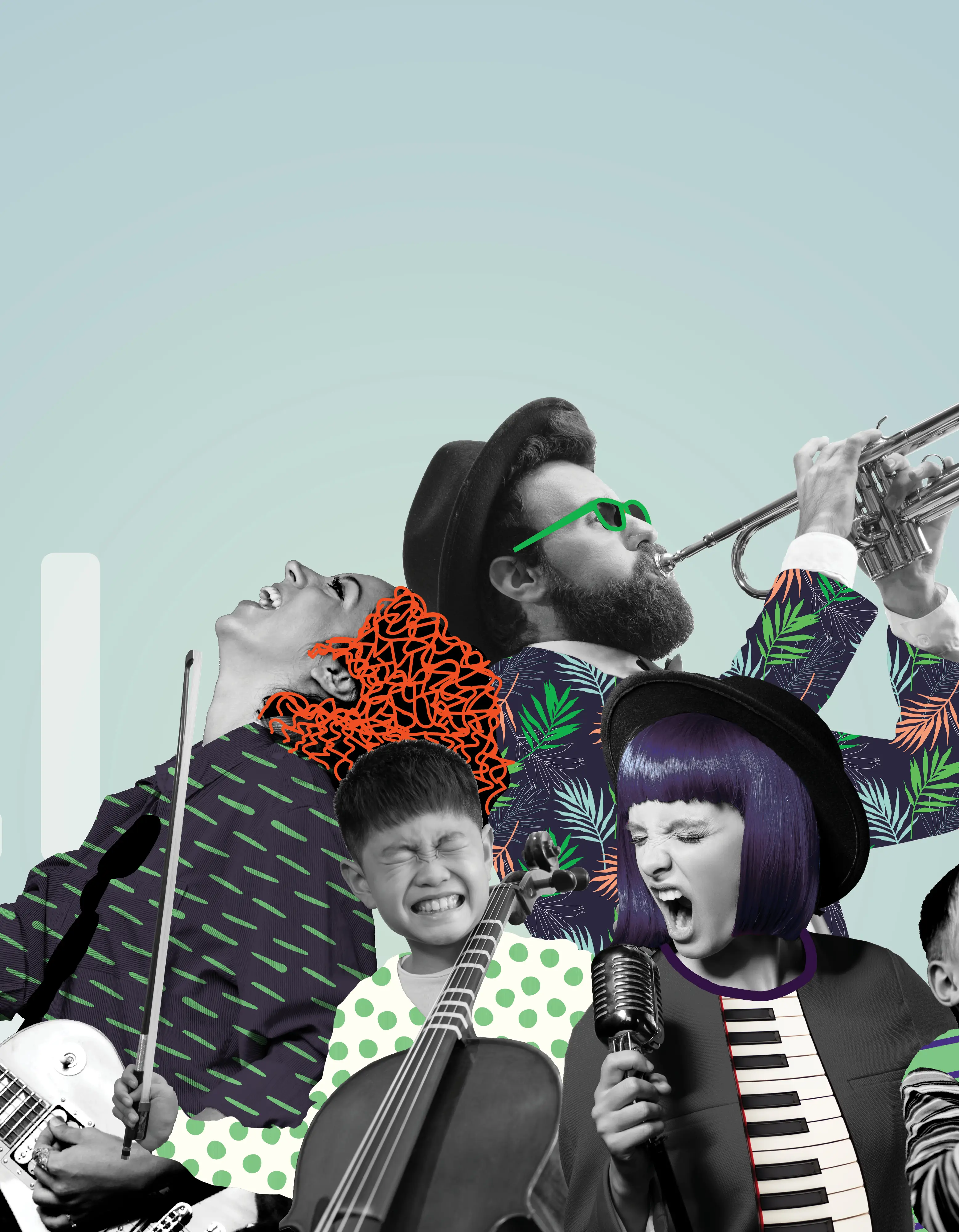 WollCon billboard design featuring layered photoshop image of musicians.