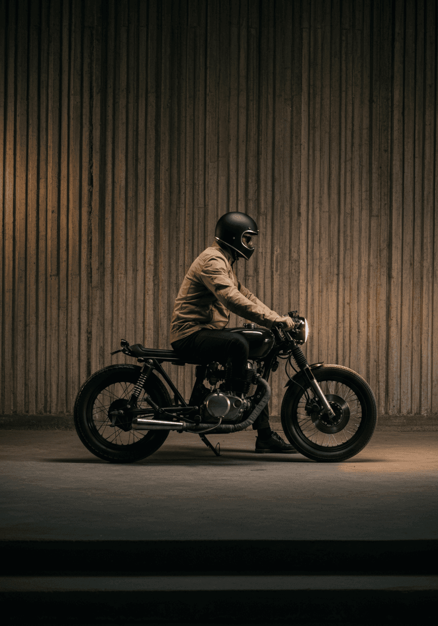 Man sitting on a motorcycle.