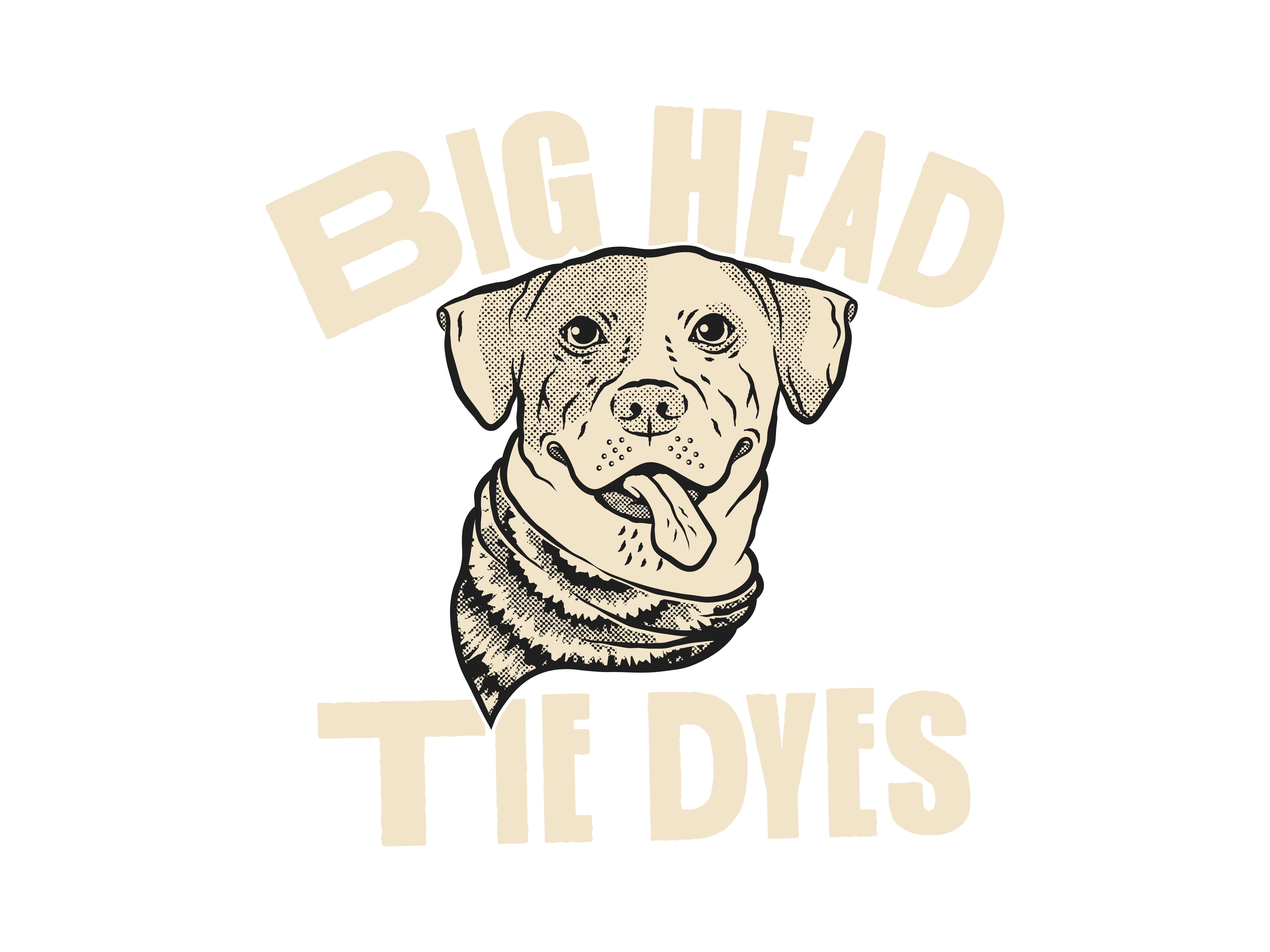 Big Head Tie Dyes Vintage Inspire Dog Head Illustration