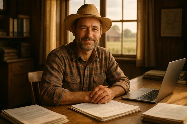 Imagem de um produtor feliz