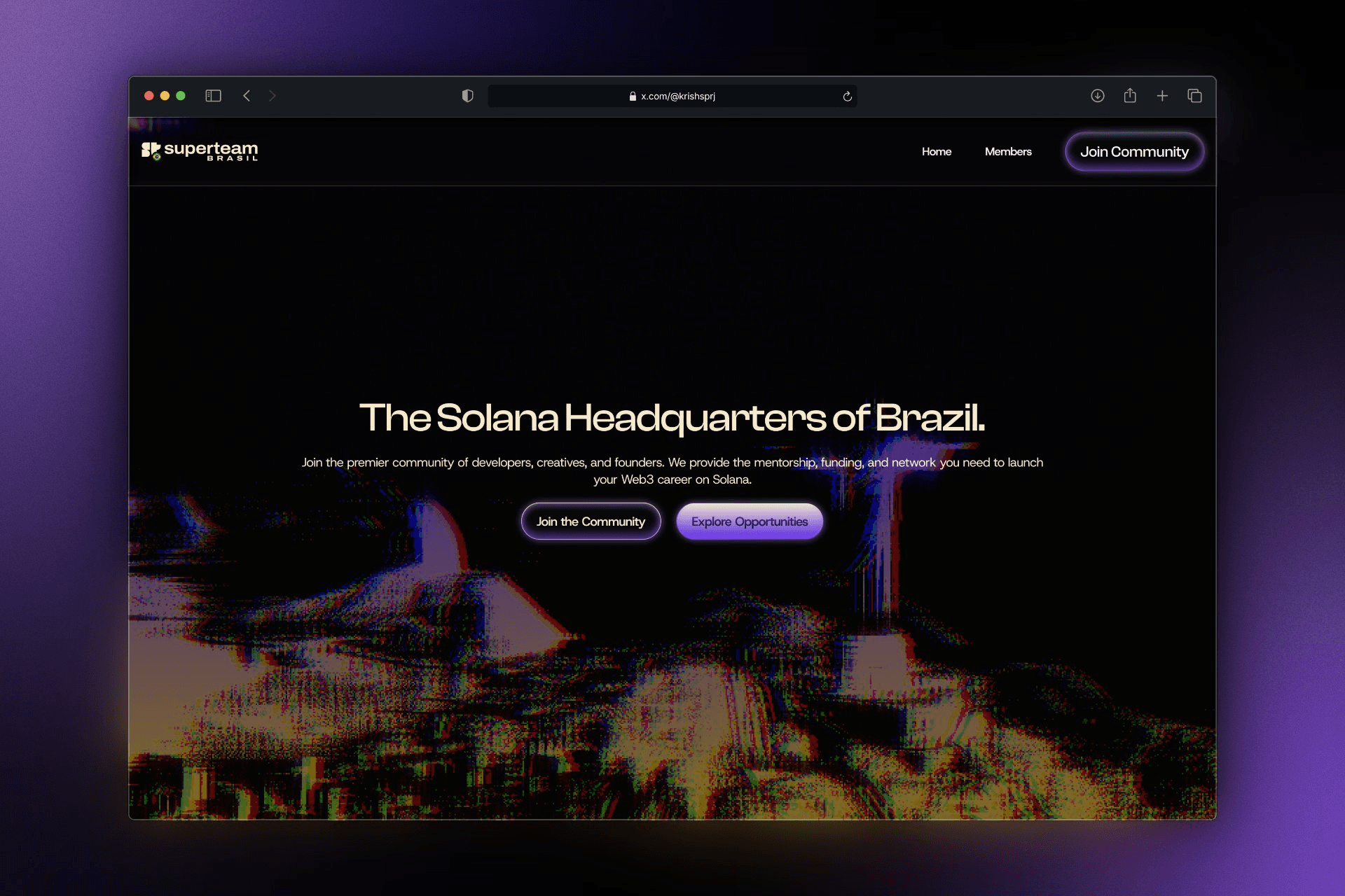 Hero section of superteam brasil