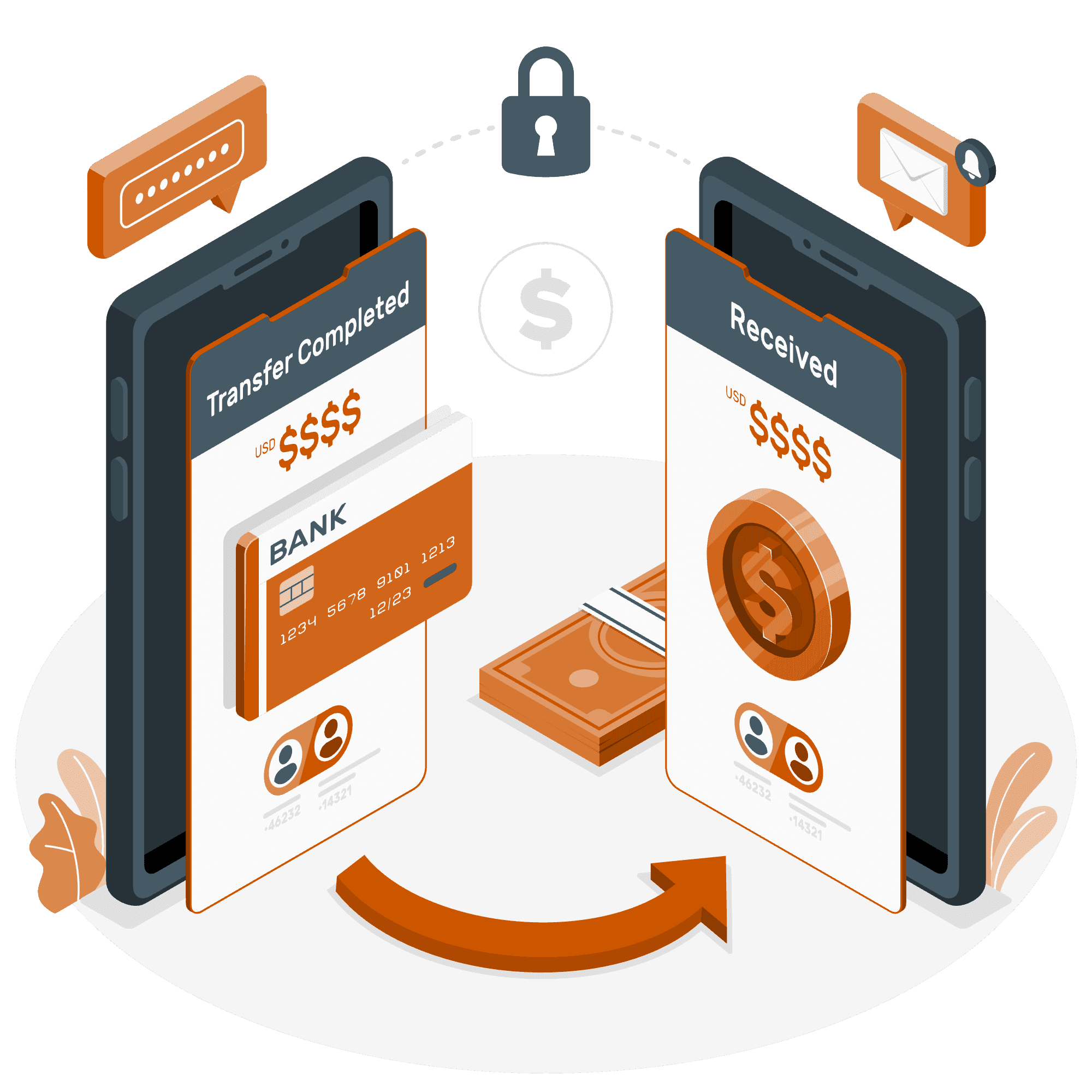 Illustration showing a money transfer taking place