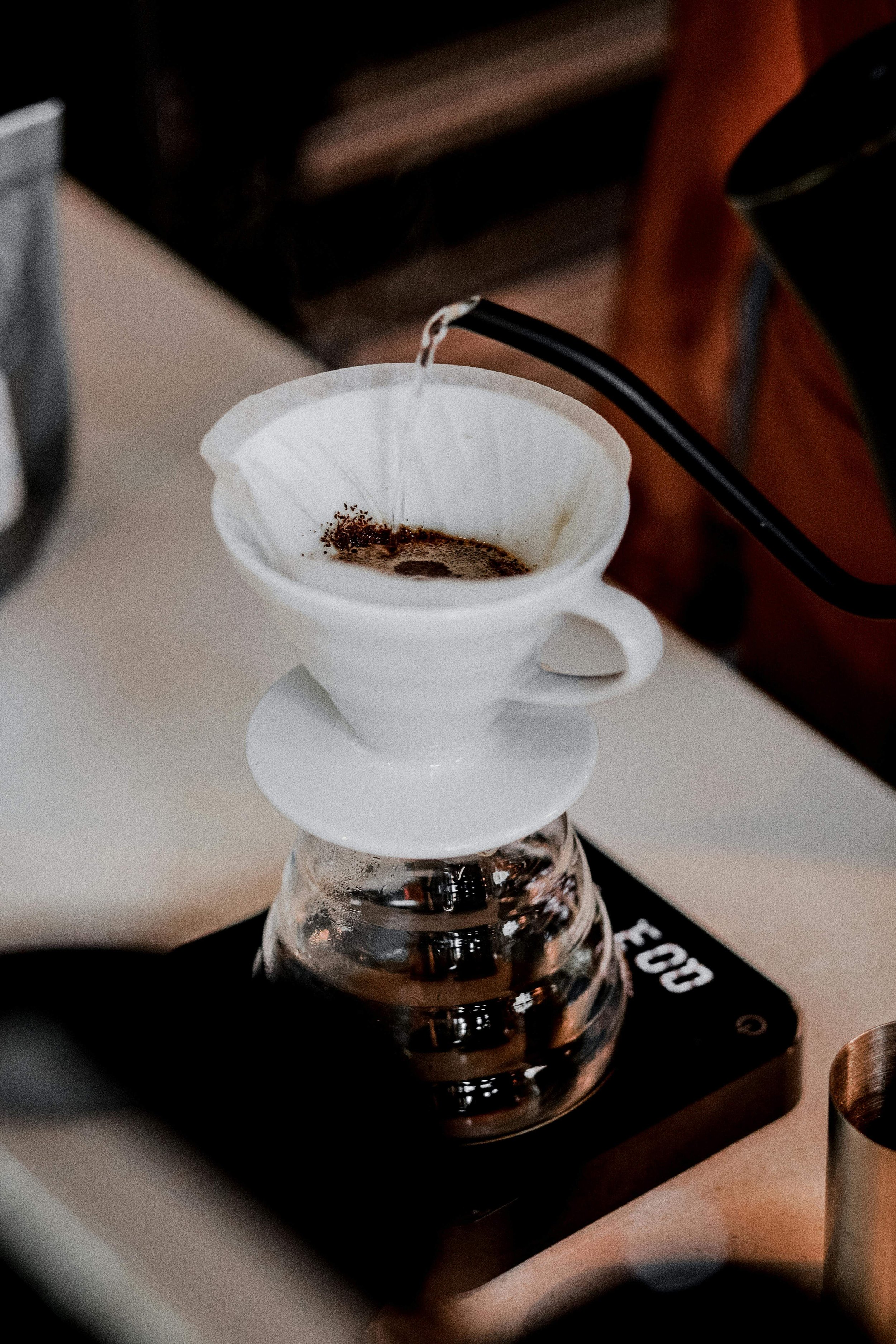 A pourover coffee being made