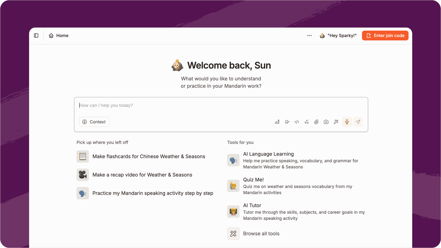 Image showing updated homepage with recommended tools and activities 