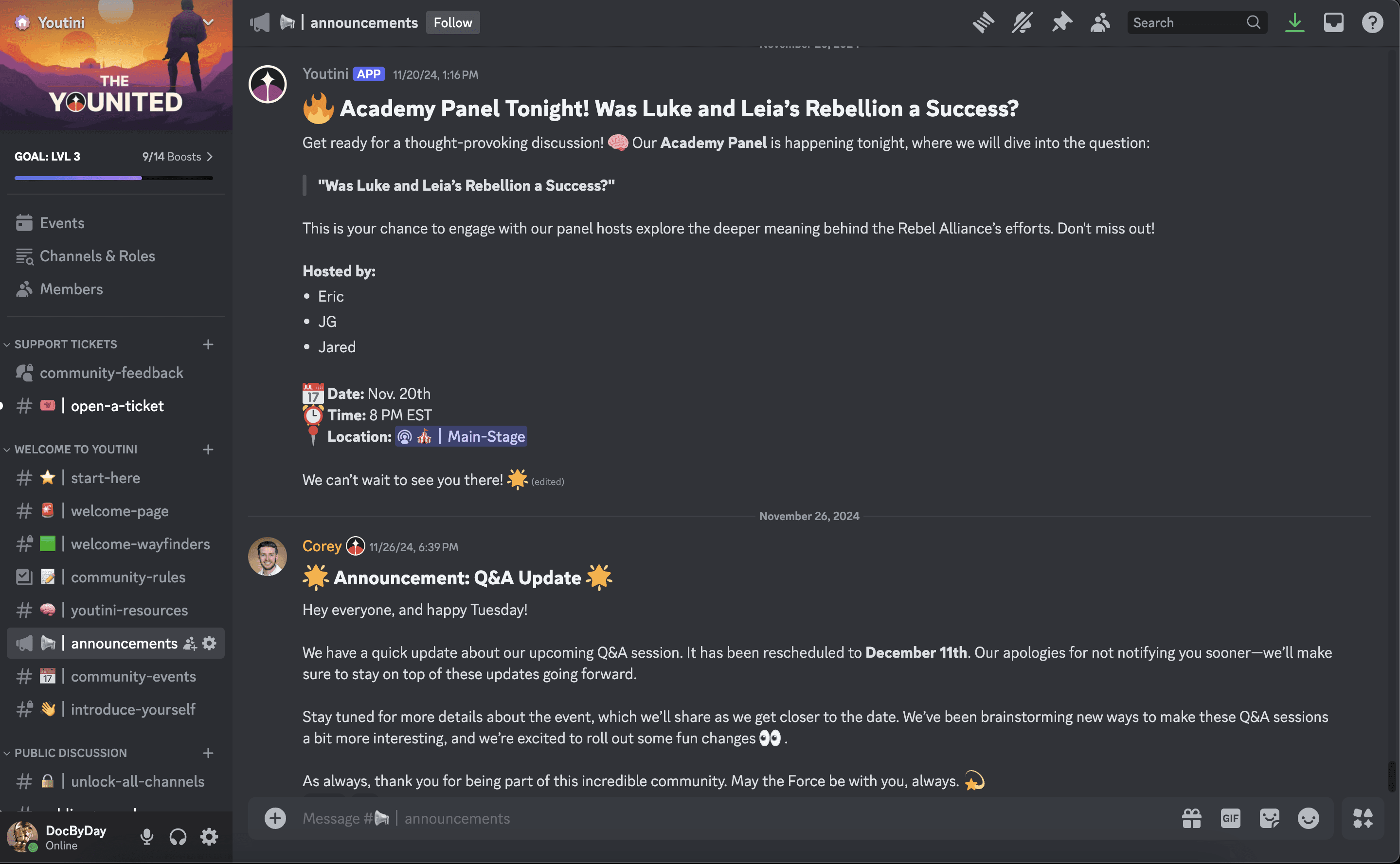 Mock-up of discord