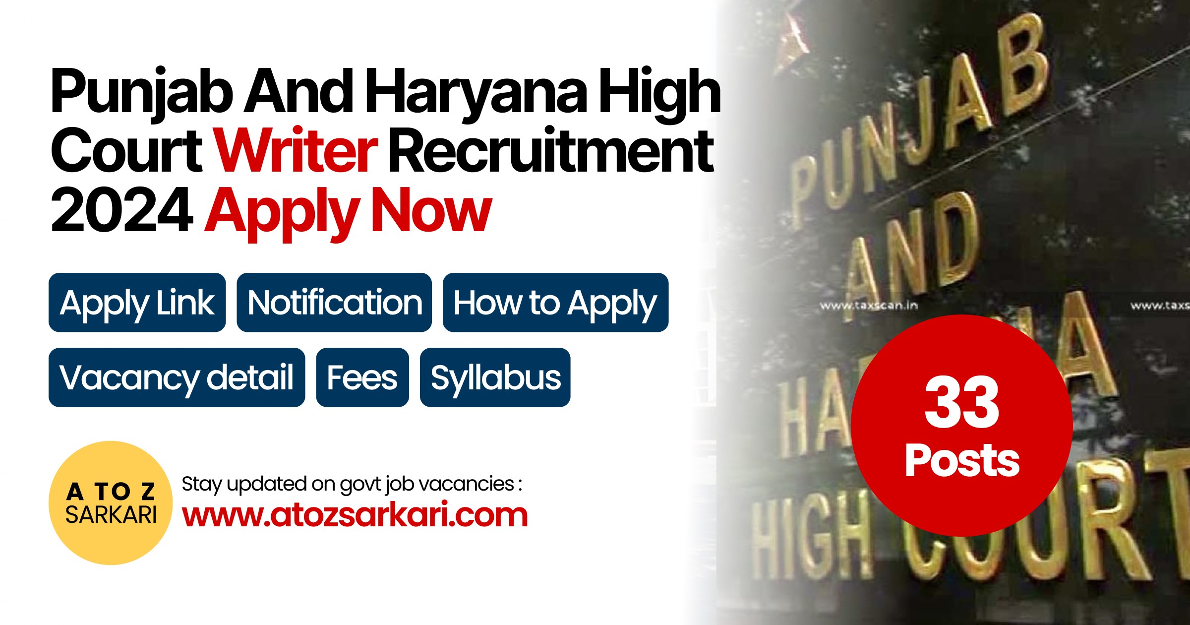 Punjab and Haryana High Court Writer Recruitment 2024 Apply Now