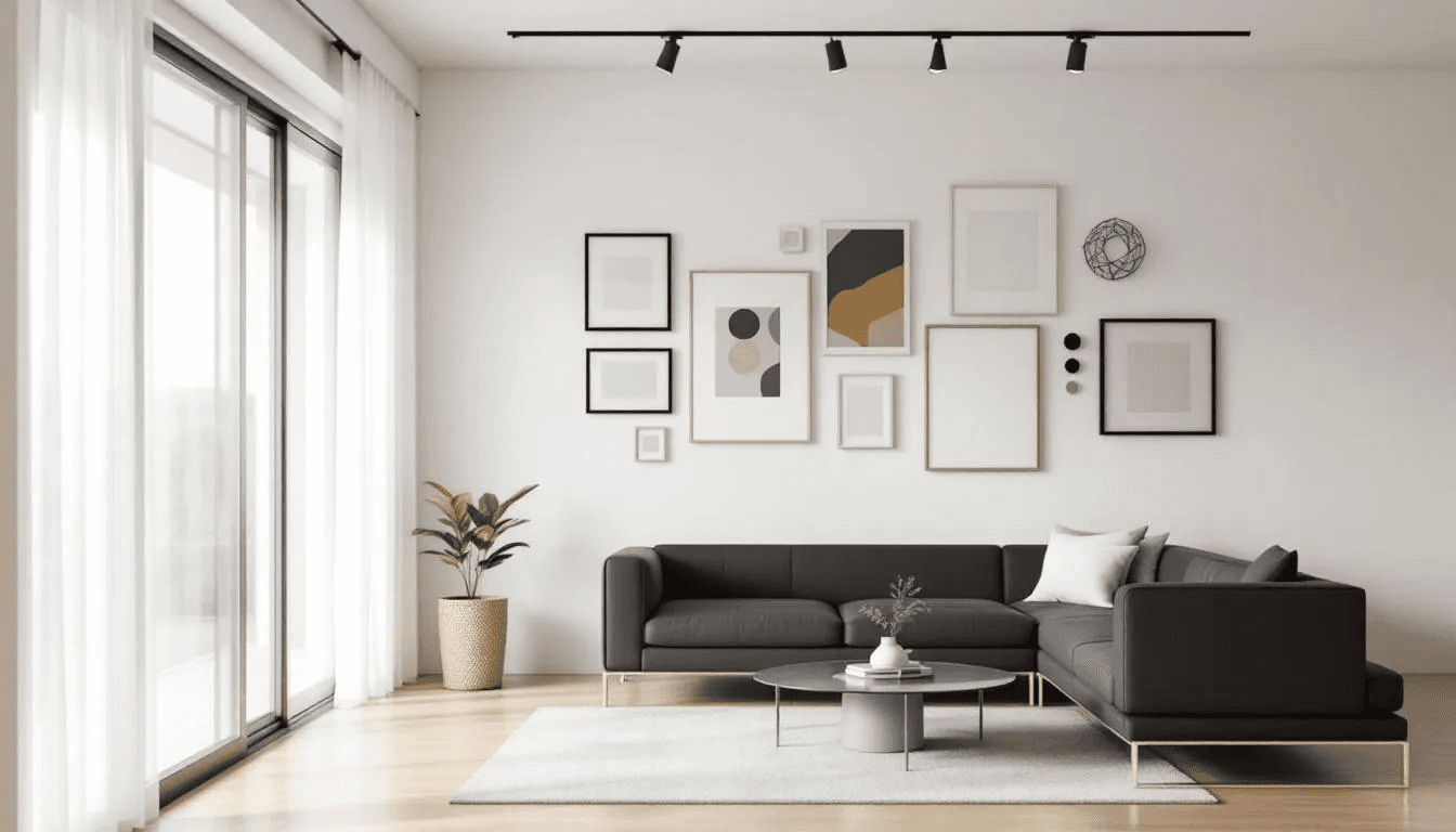 Na obrazie widoczne są eleganckie dekoracje ścienne w nowoczesnym wnętrzu salonu, które nadają mu stylu boho. Ozdoby te, w tym lustra i grafiki, harmonijnie komponują się z resztą aranżacji, tworząc efektowną przestrzeń.