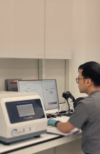 Clinician working in the in-house lab