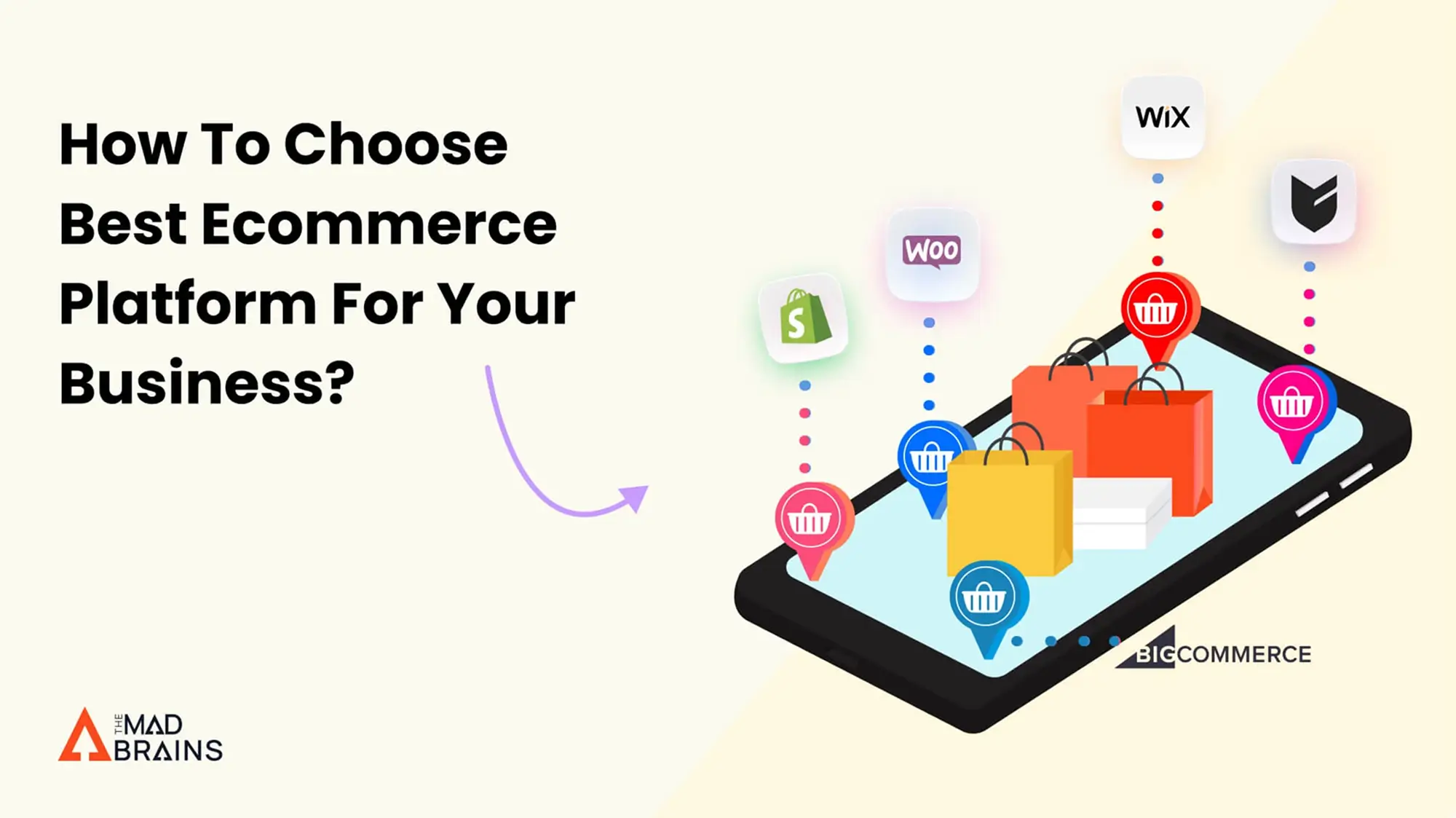 Ecommerce platform choice graphic with smartphone illustration