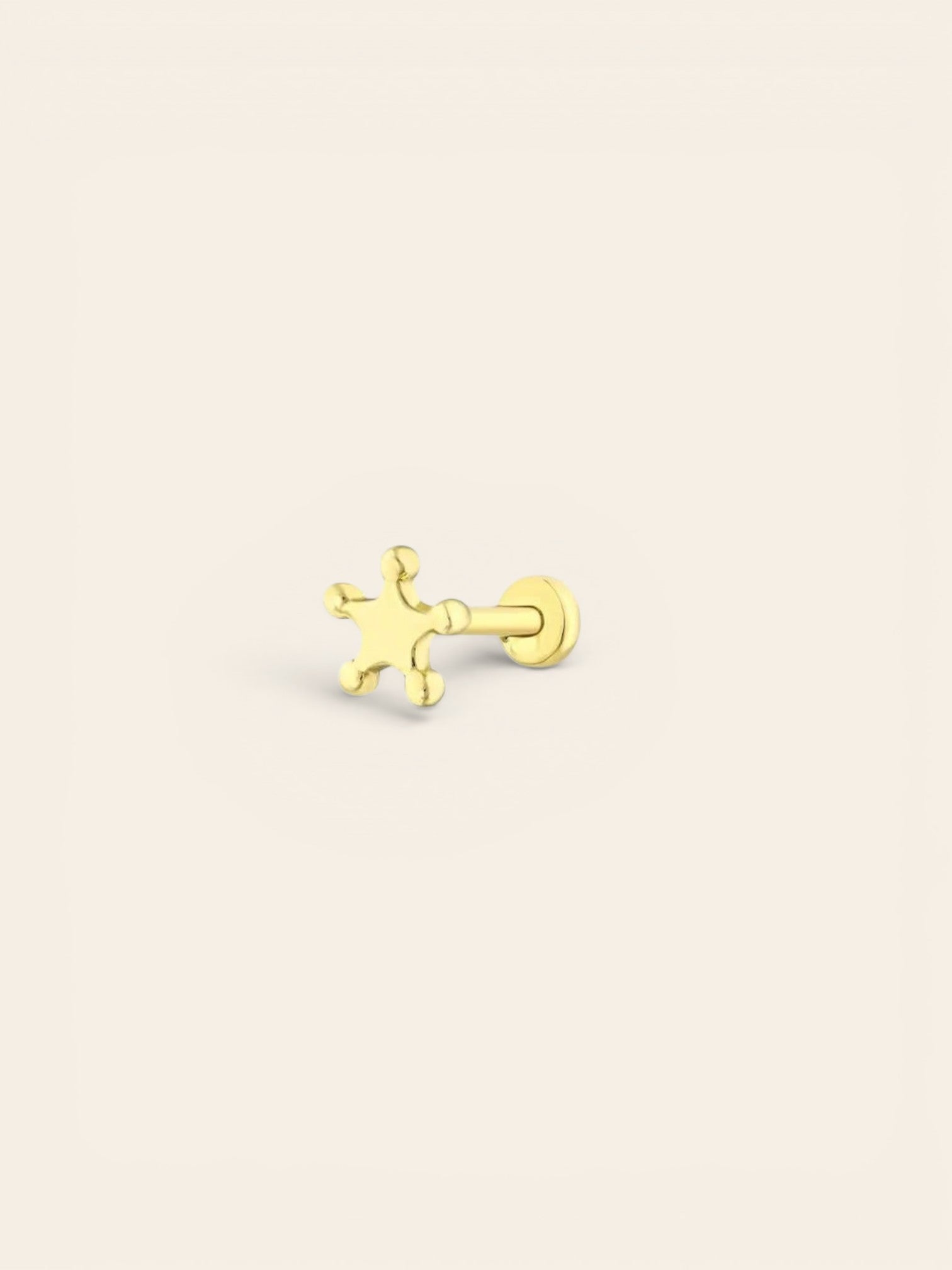 Assos Pırlanta 14 Ayar Sarı Altın Yıldız Formlu Tragus Piercing