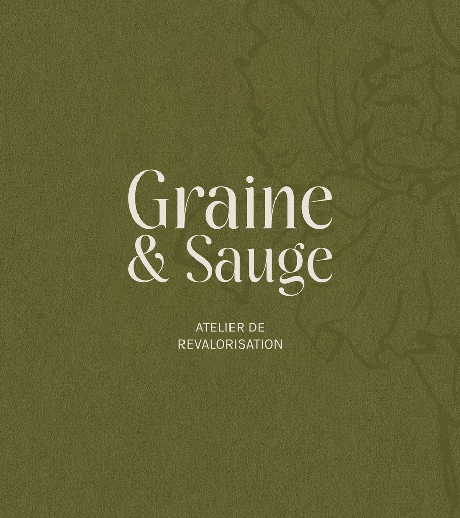 logo Graine & Sauge sur fond vert texturé