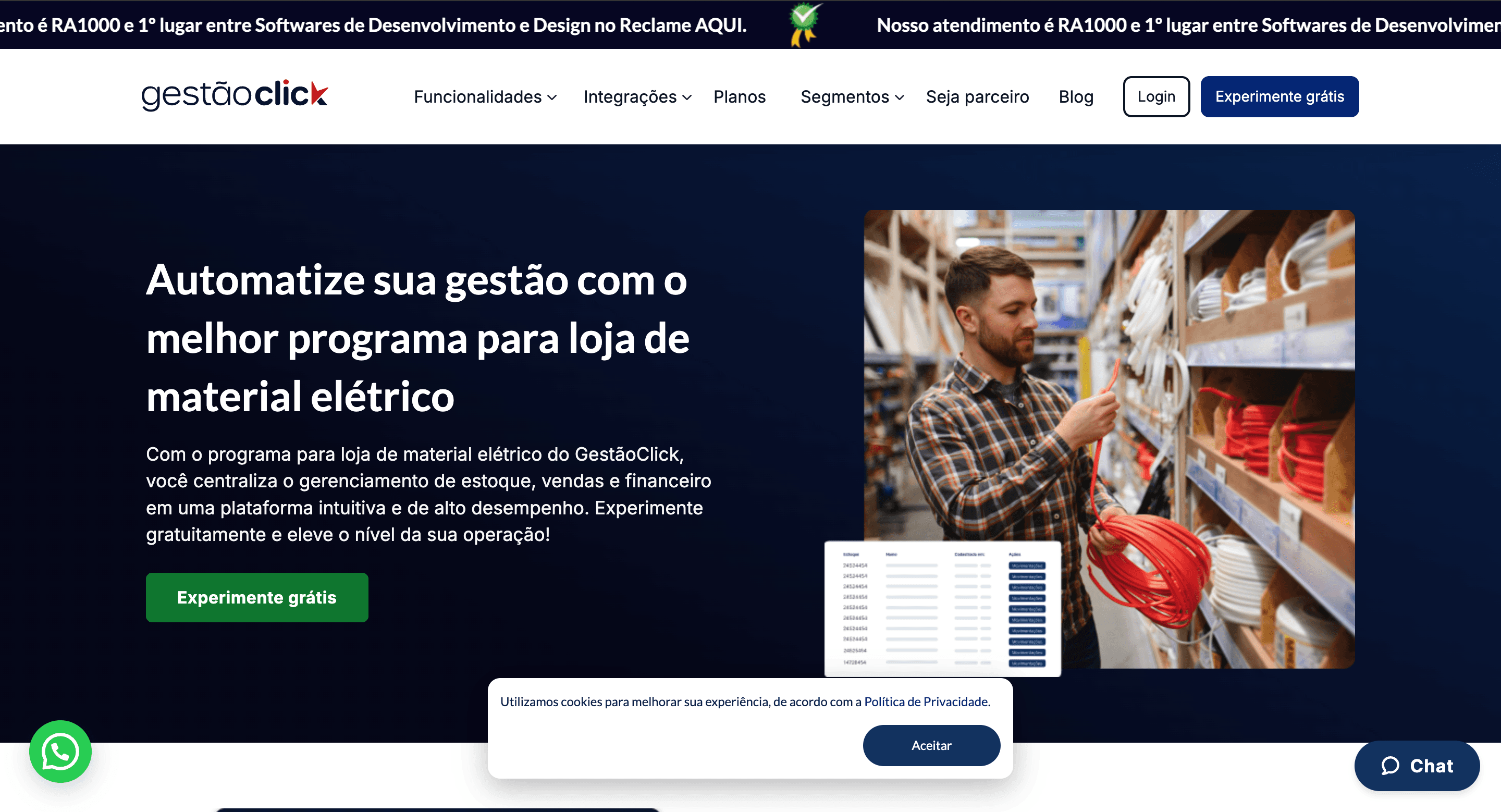 GestãoClick para loja de material elétrico