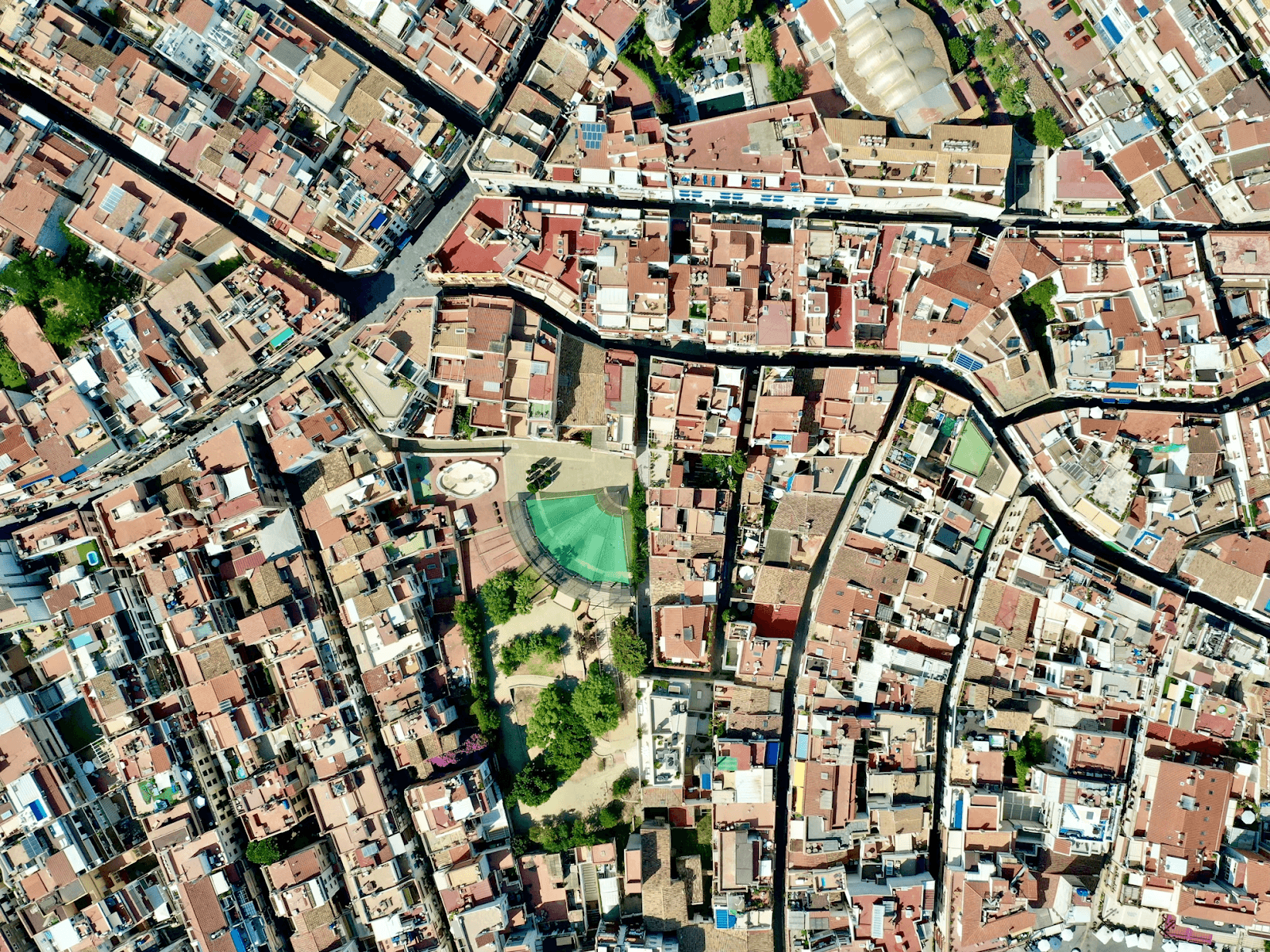 A dense city pictured from above