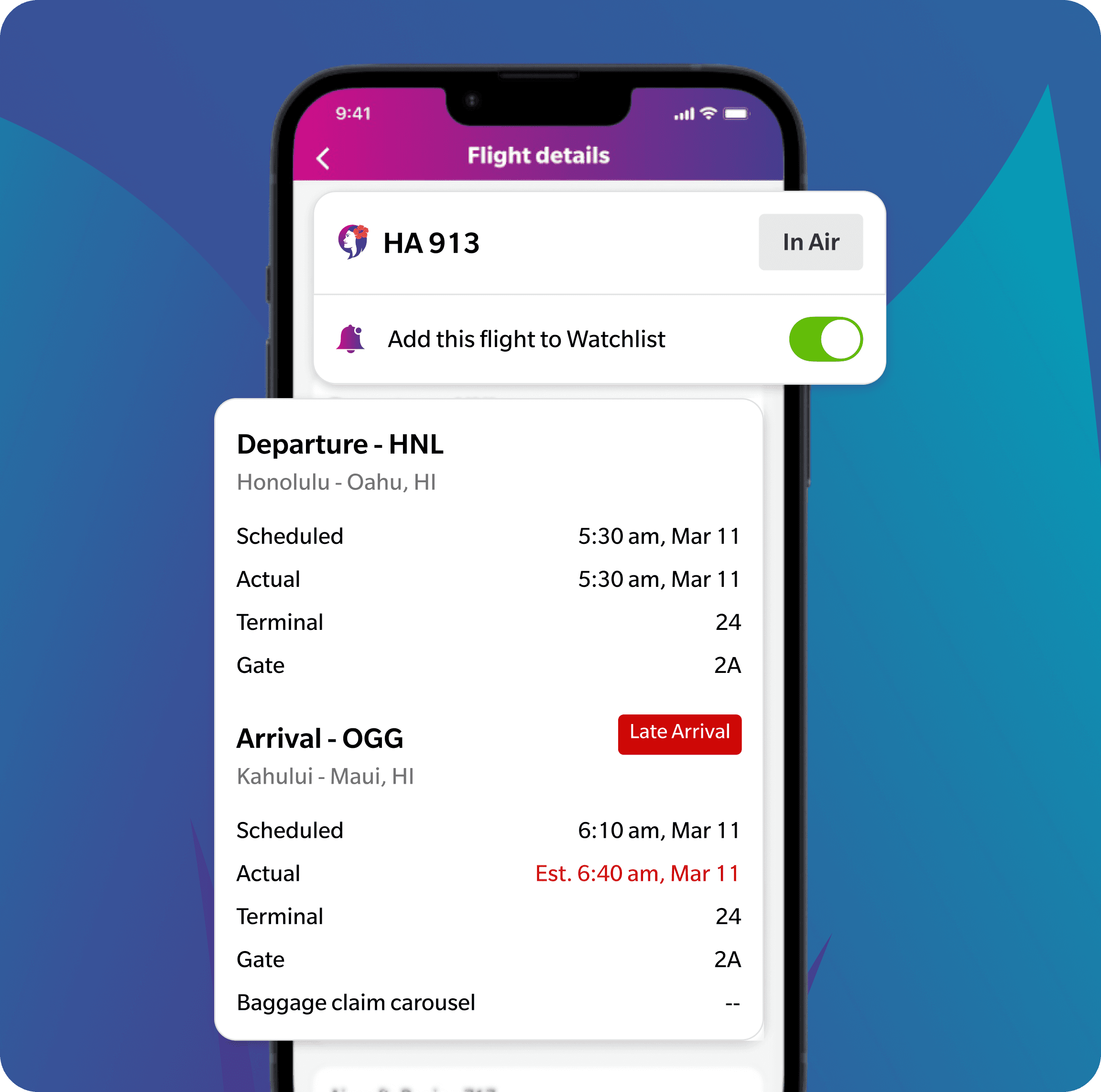 Hawaiian Airlines Flight Status Mobile App