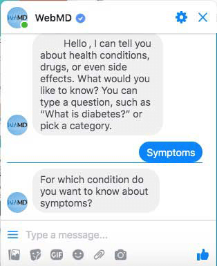 The user types in a query that the bot has listed in order to move the conversation forward