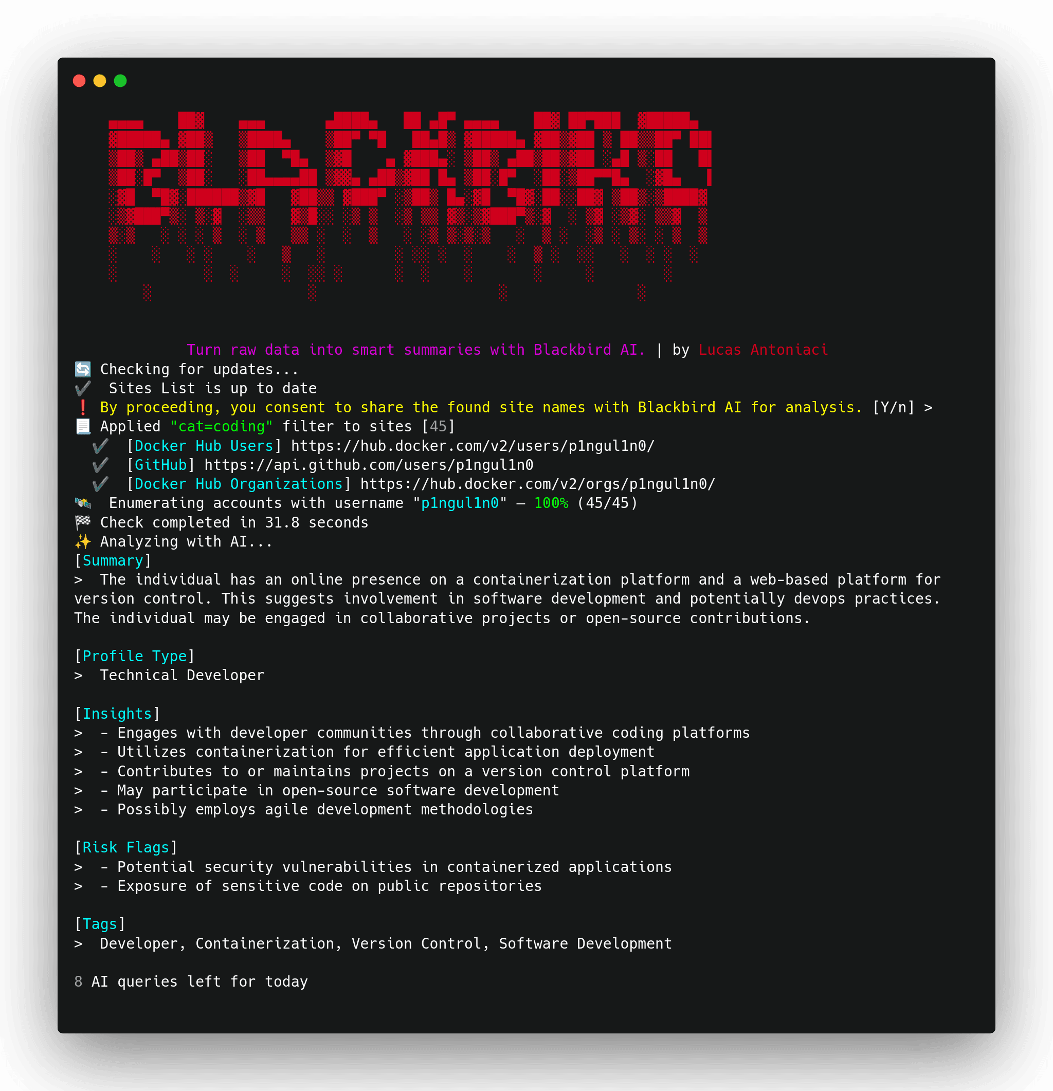 Blackbird - An OSINT tool to search for accounts by username and email in social networks