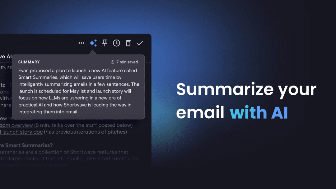 Example showing a long email thread being condensed into key bullet points by A