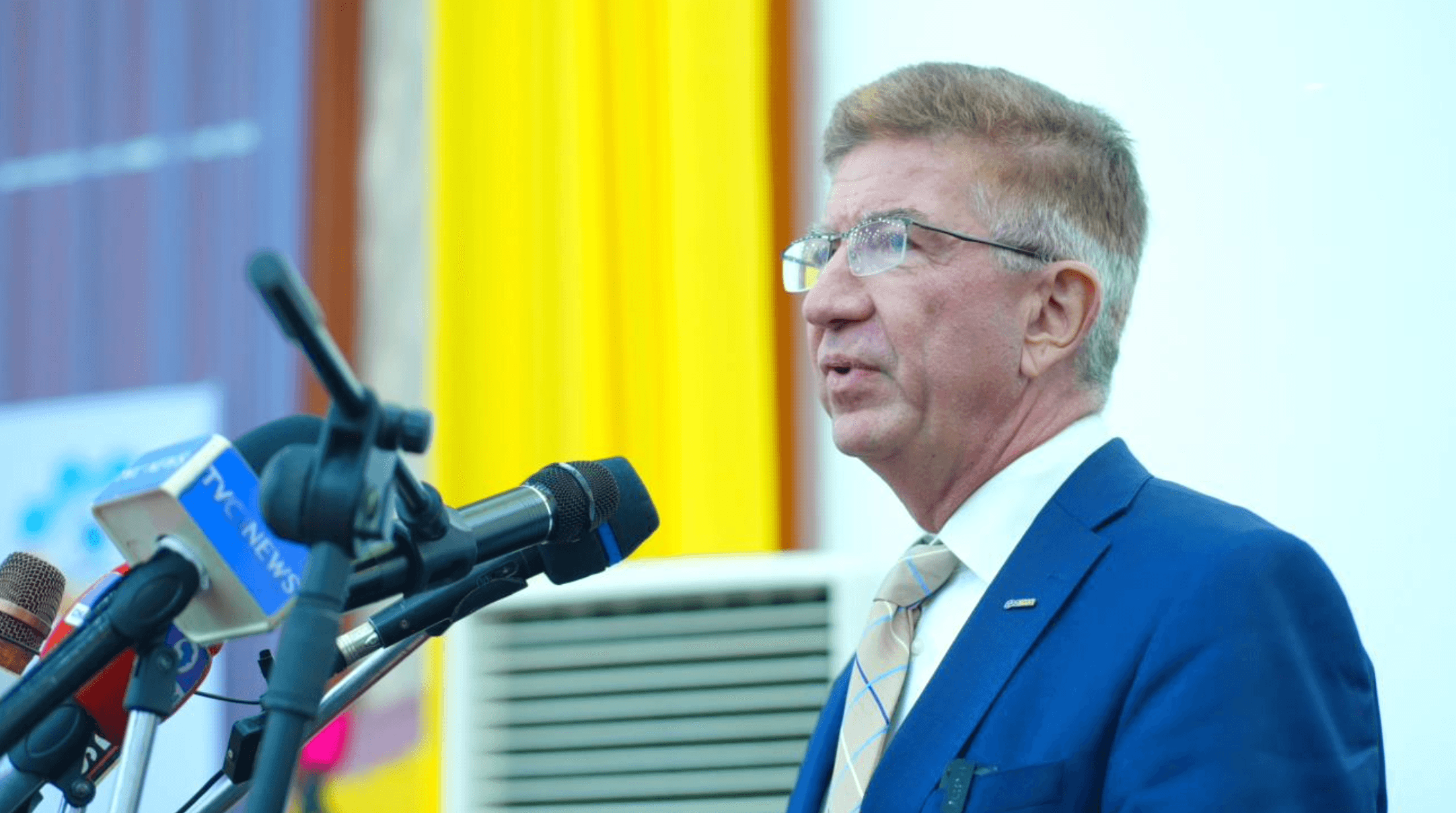 Dr Ulrich Eichhorn, Founder and Group CEO, GeoScan GmbH, addresses stakeholders at the Yobe Mining Stakeholders’ Forum in Damaturu.