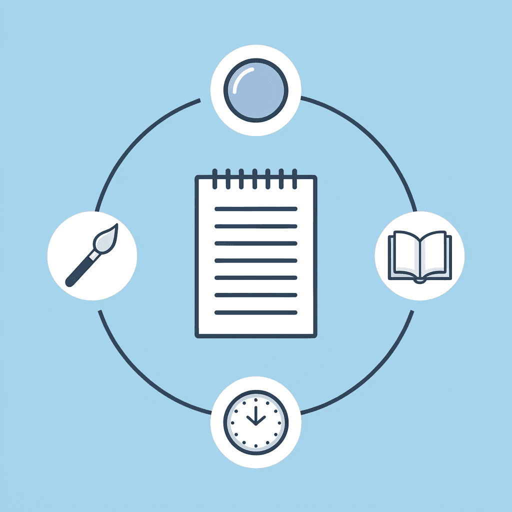 Central themed worksheet icon connected to teaching, coloring activities, questioning, and learning reinforcement