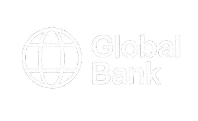Logo featuring the word "global bank" alongside a globe.
