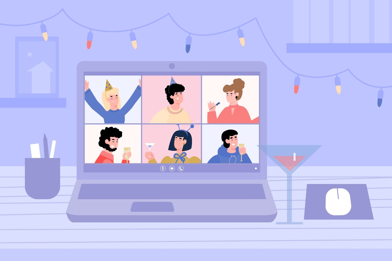 vector image of employees in a laptop