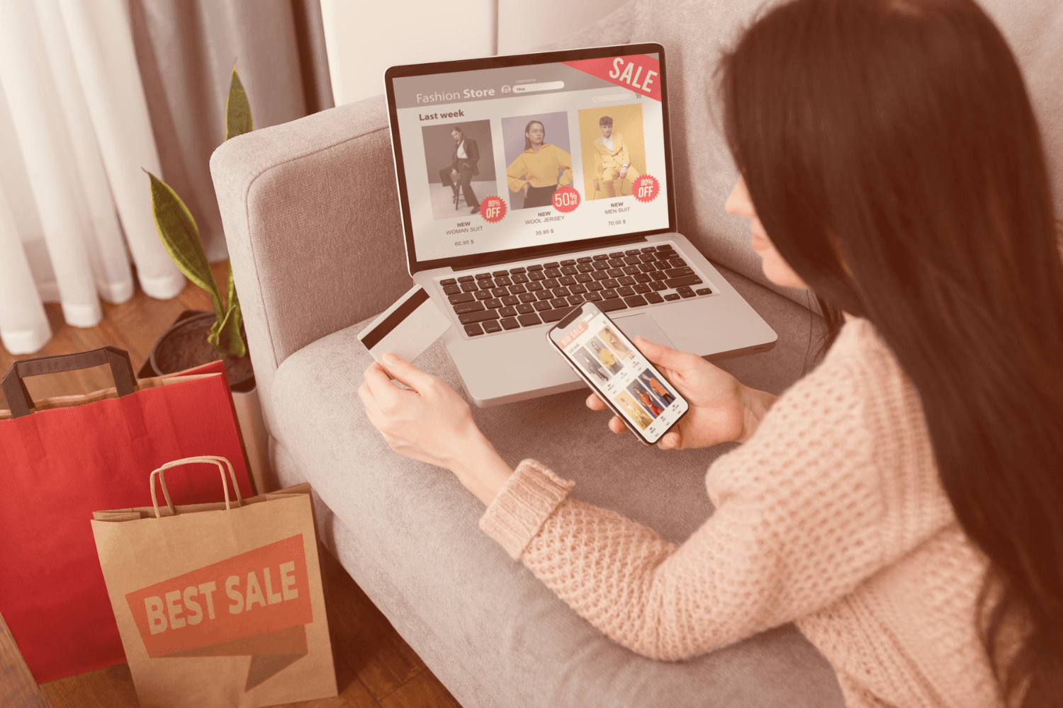 woman purchasing from online advertisement