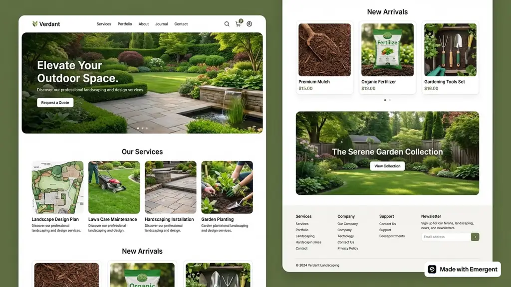 landscaping website made with emergent