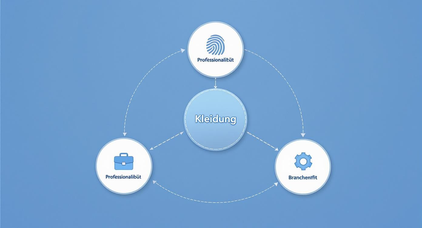 Diagramm zeigt Zusammenhang zwischen Kleidung, Professionalität und Branchenfit für Bewerbungsfotos