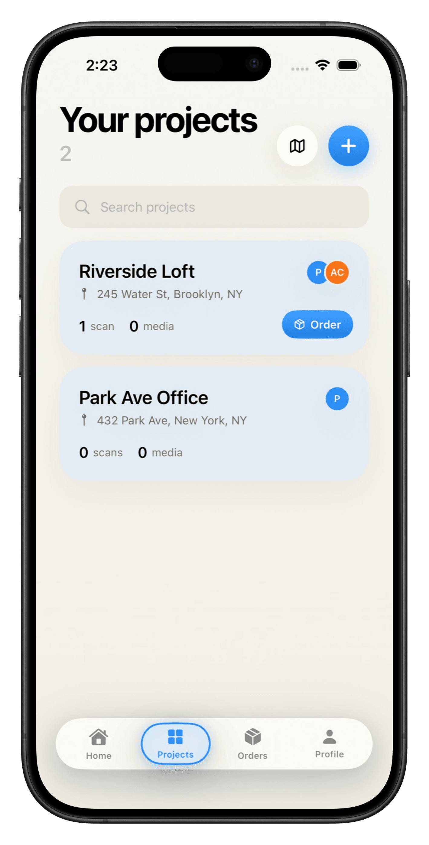 Your projects list
