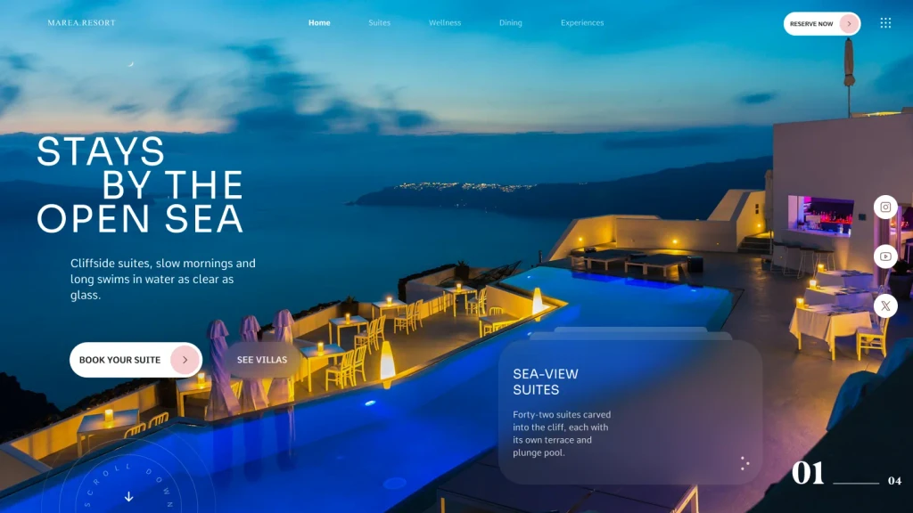 Marea hospitality website concept design by Alpha Expansion