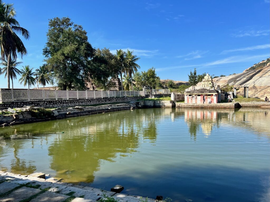 The kalyani or the pond next to the Ramalingeshwara temple.