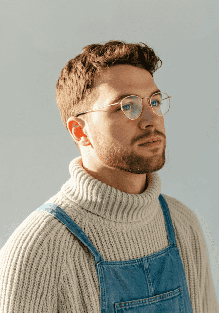 Thoughtful Man in Overalls