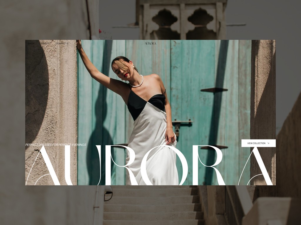 Головний екран інтернет-магазину одягу Aurora Dubai, розробка e-commerce сайту під ключ від Alex DSGN