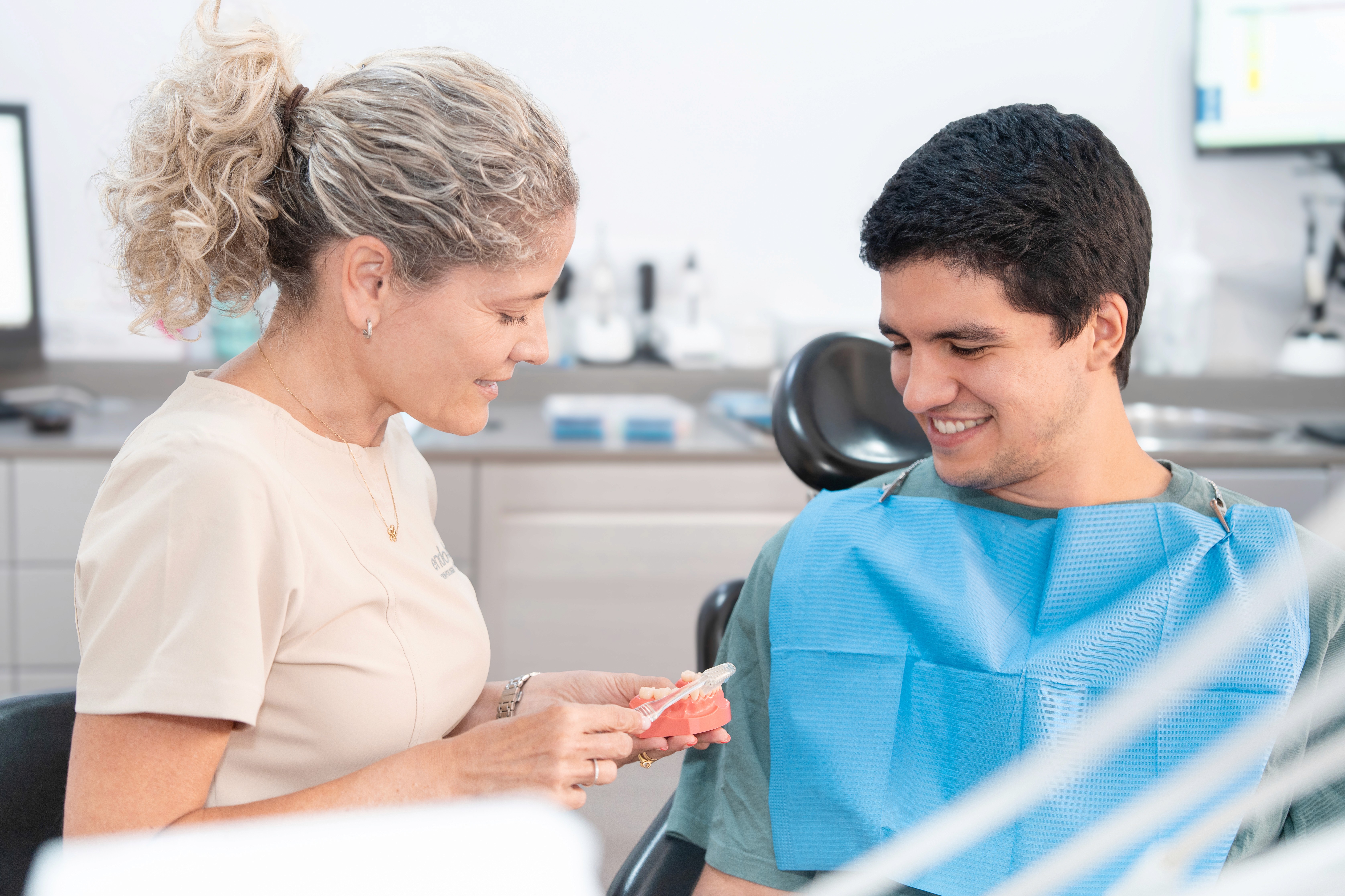 Female child sitting in a dentistry chair