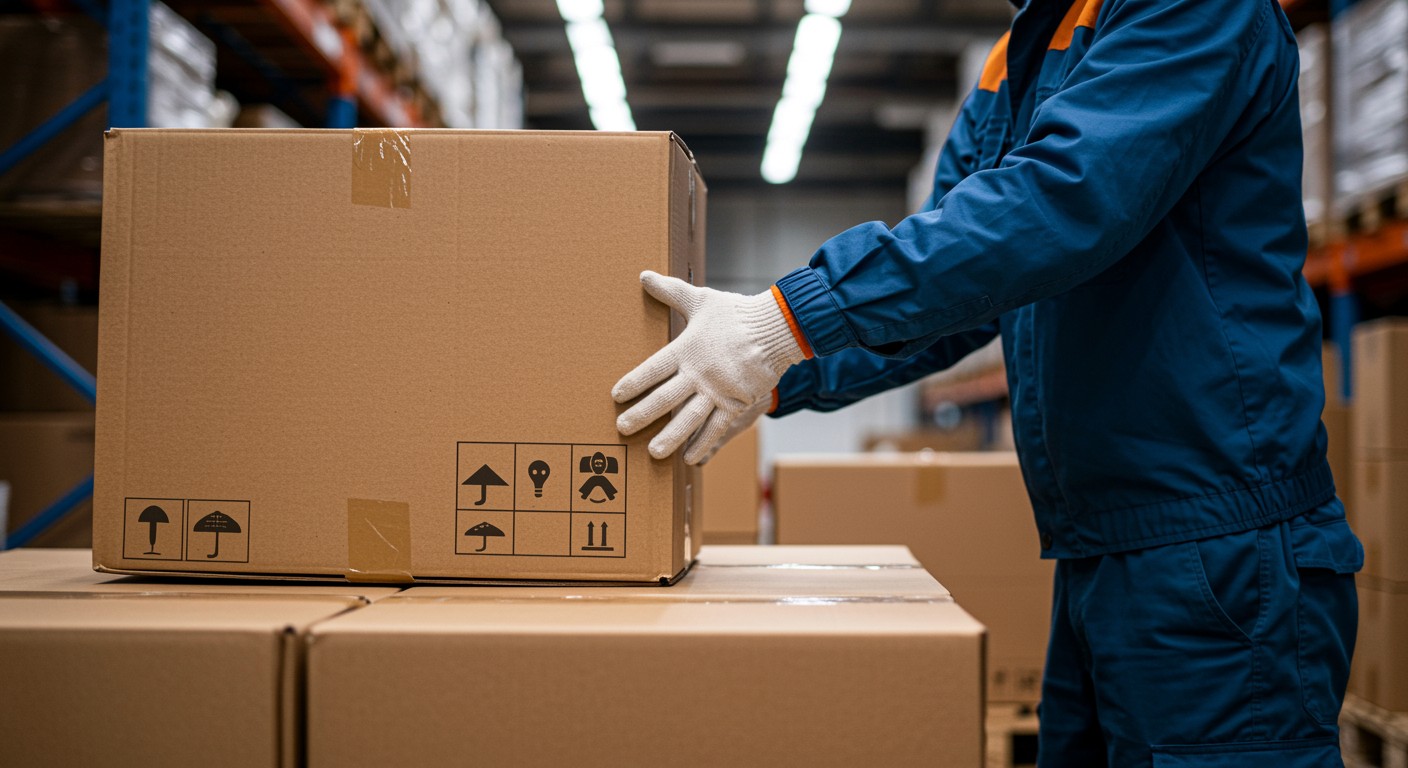 Boxes stacked on a pump truck