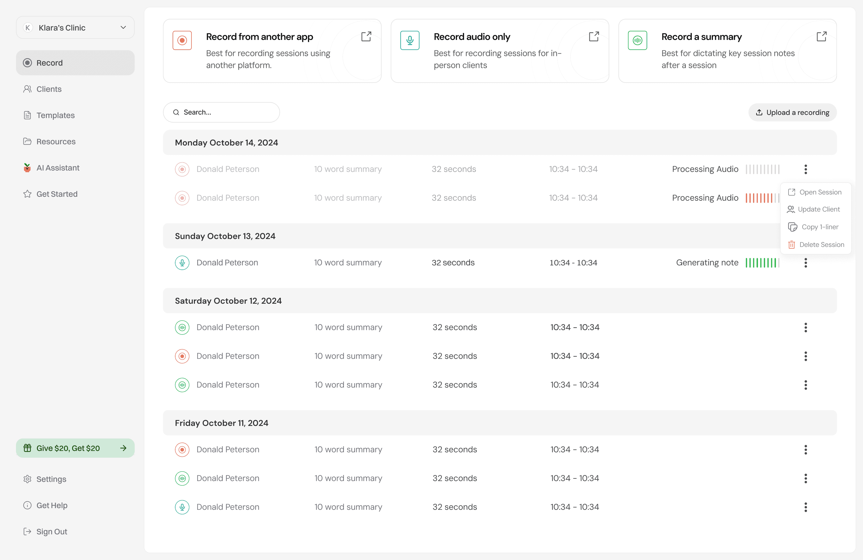 An image of Dreelio's dashboard
