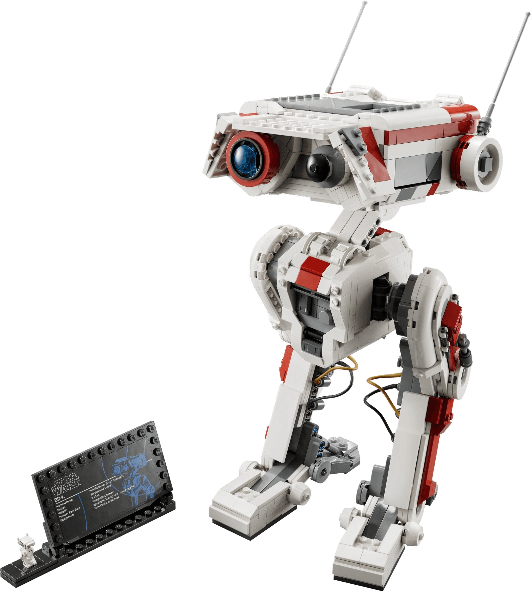 LEGO® BD-1™ (sett 75335) - ferdigbygd hvit og rød BD-1 med plakett, Brikkenerd