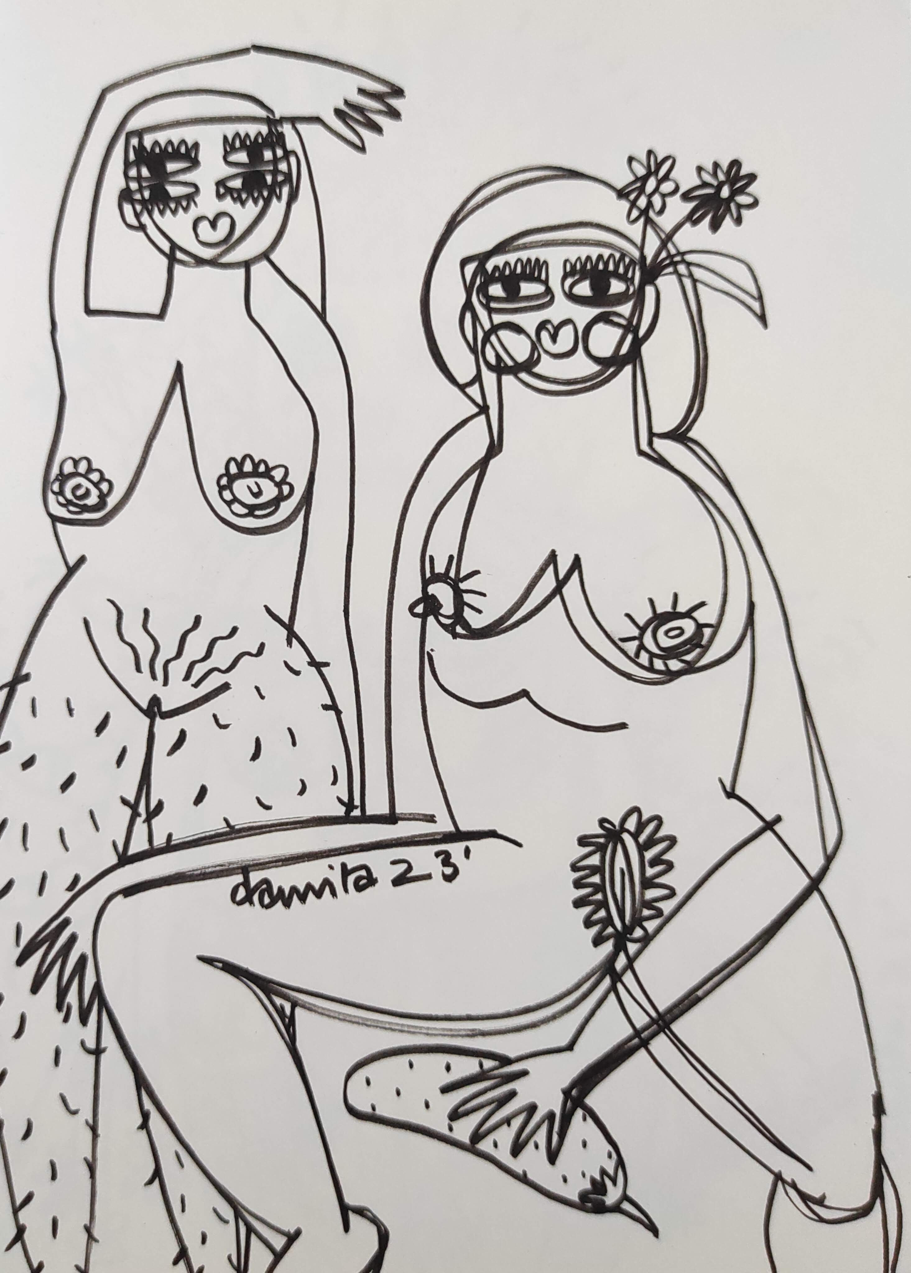 herd of sheep on road painting