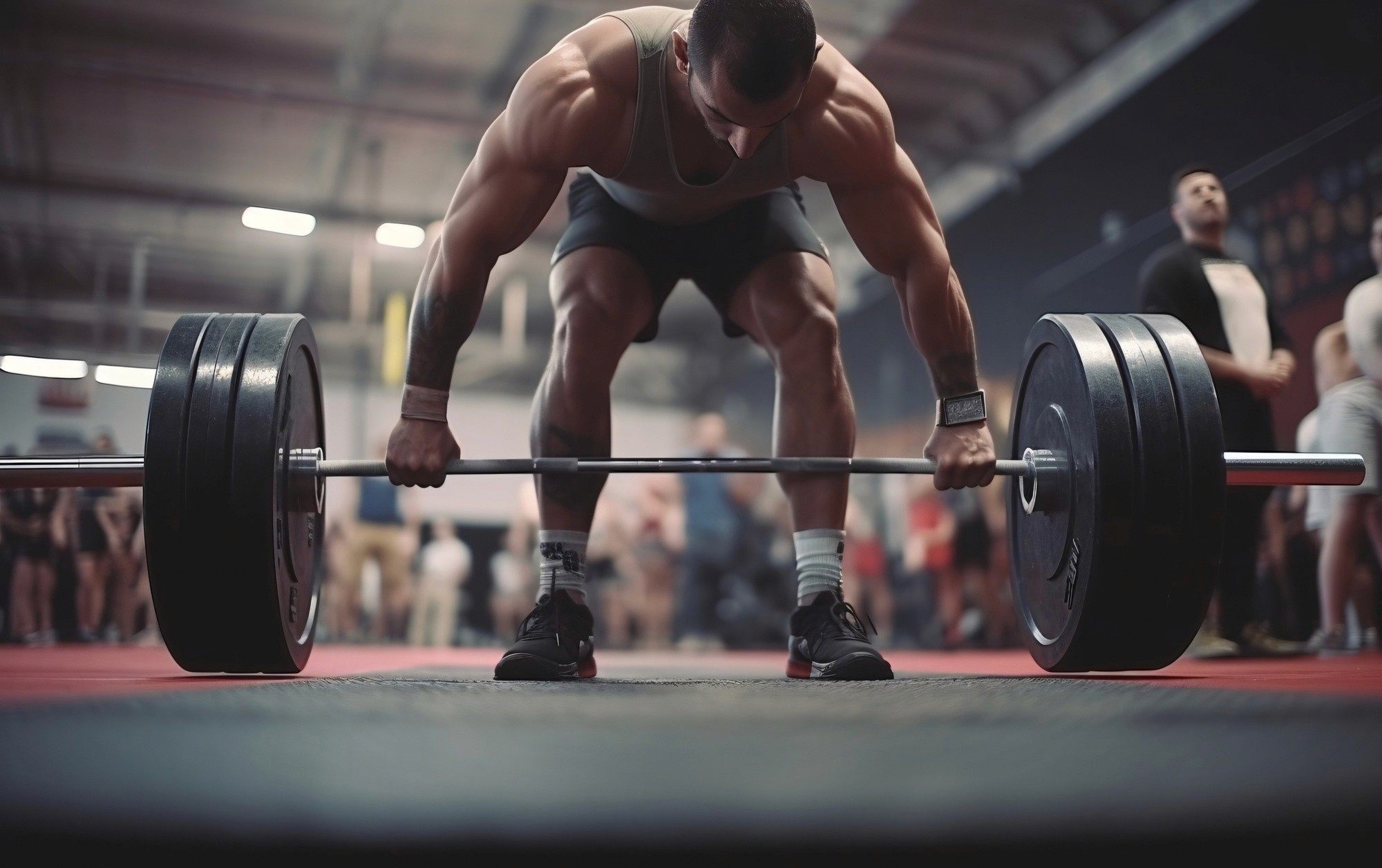 Weightlifter training. 