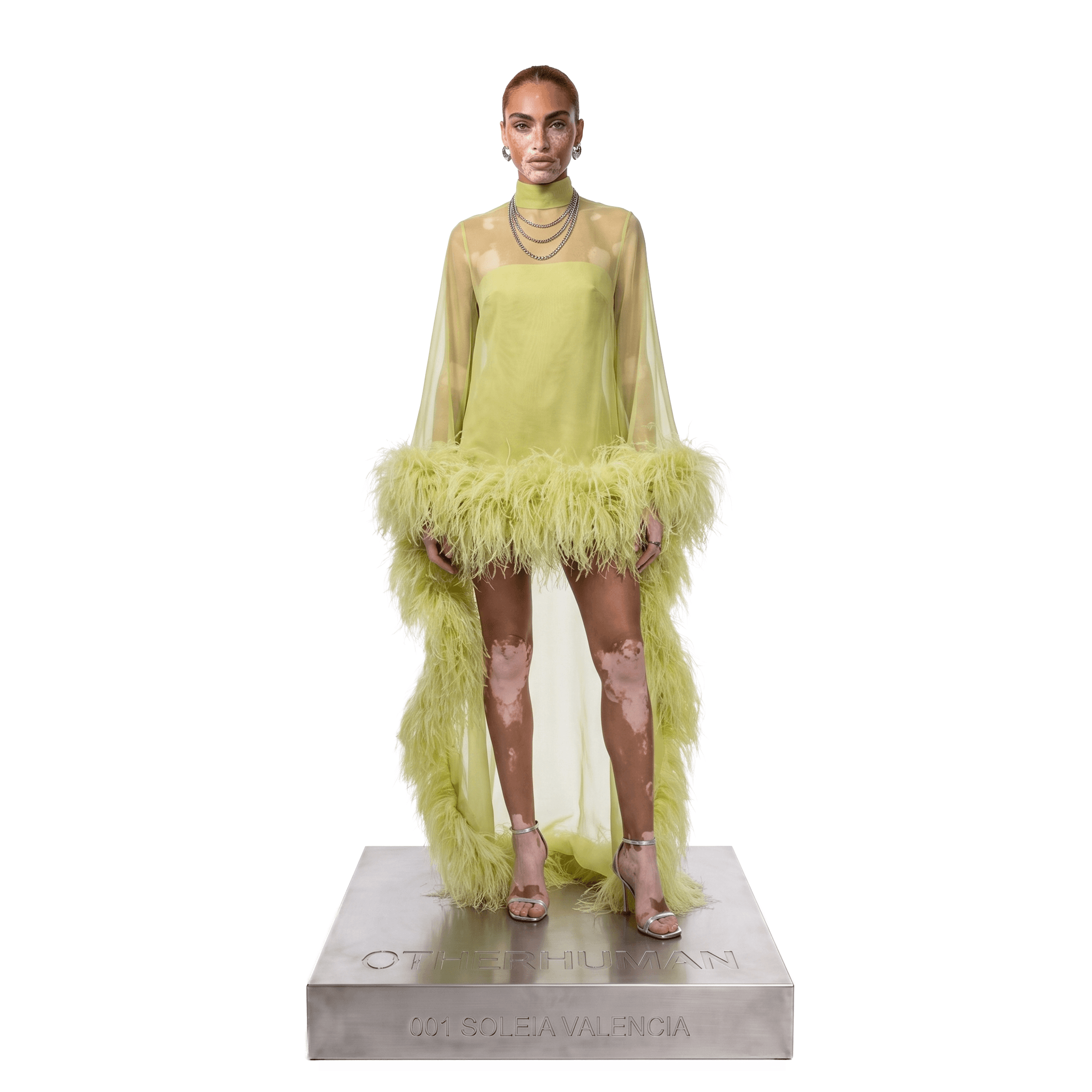 Soleia Valença, AI fashion model by OtherHuman, full-length look.