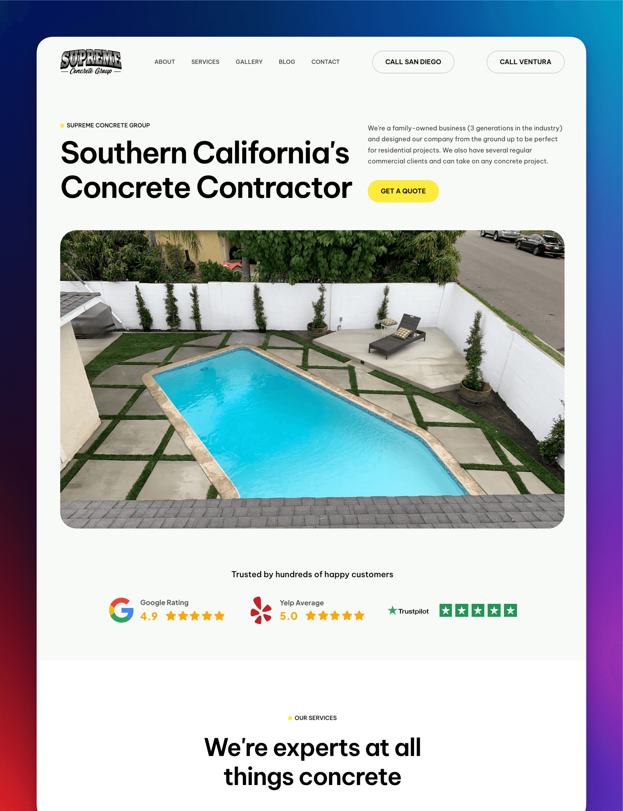 Supreme Concrete Group website design