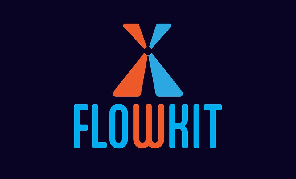 Flowkit logo - a stylistic X and wordmark Flowkit under it
