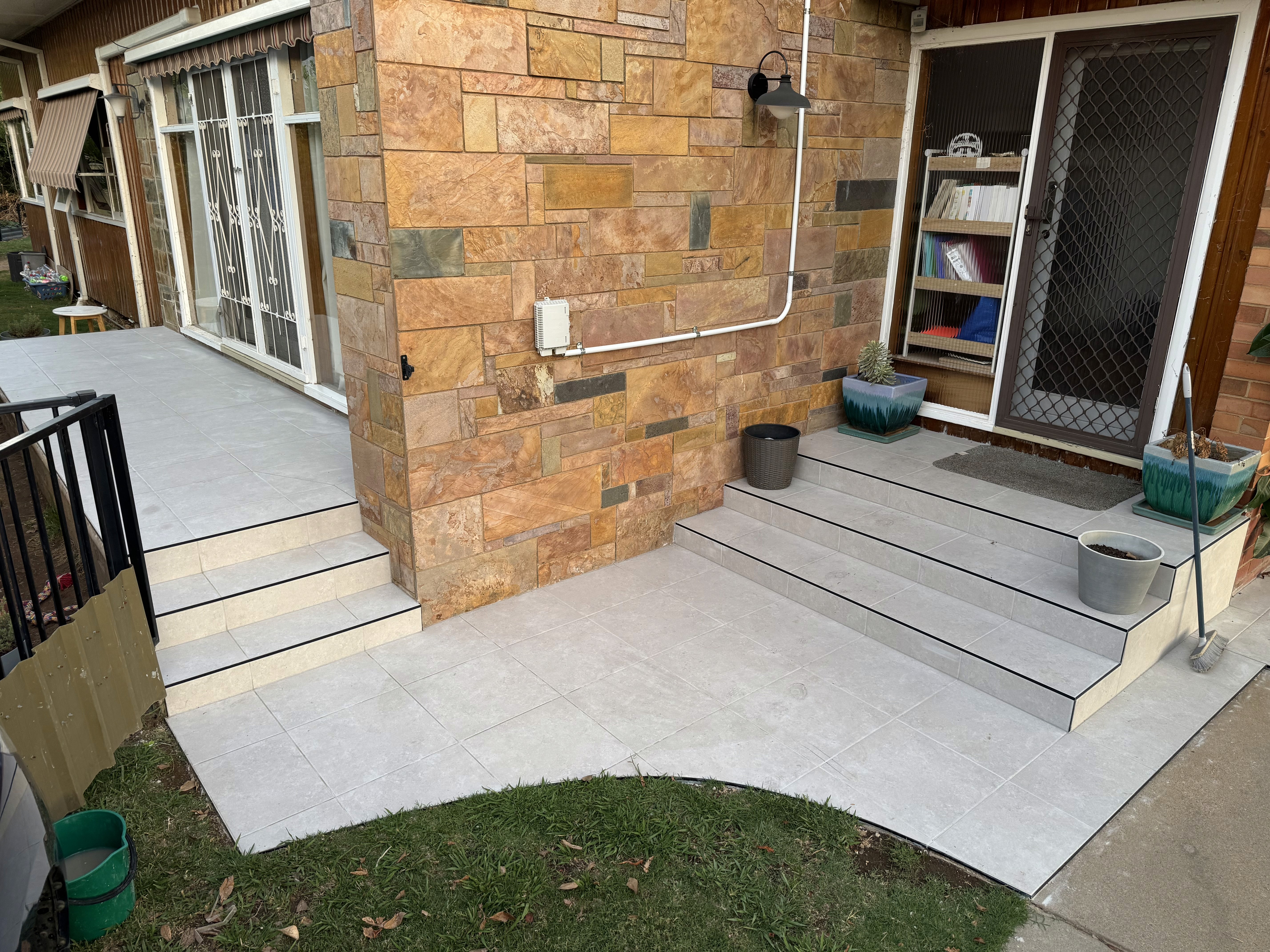 photo of front stairs tiling