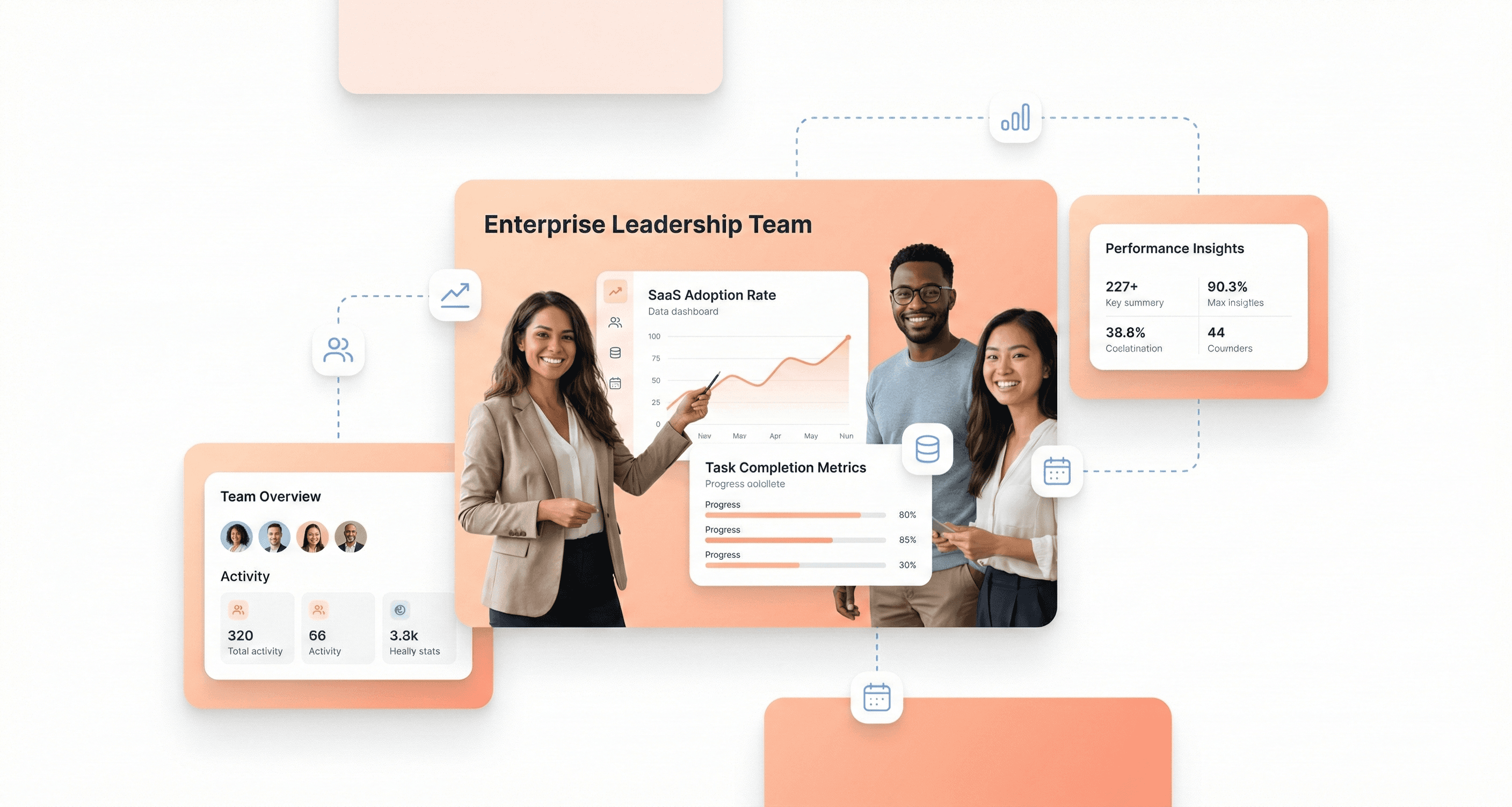 Enterprise SaaS dashboard showing UX governance improving adoption and onboarding efficiency