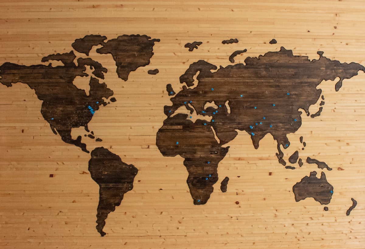 A world map representing international student markets reached through digital publications