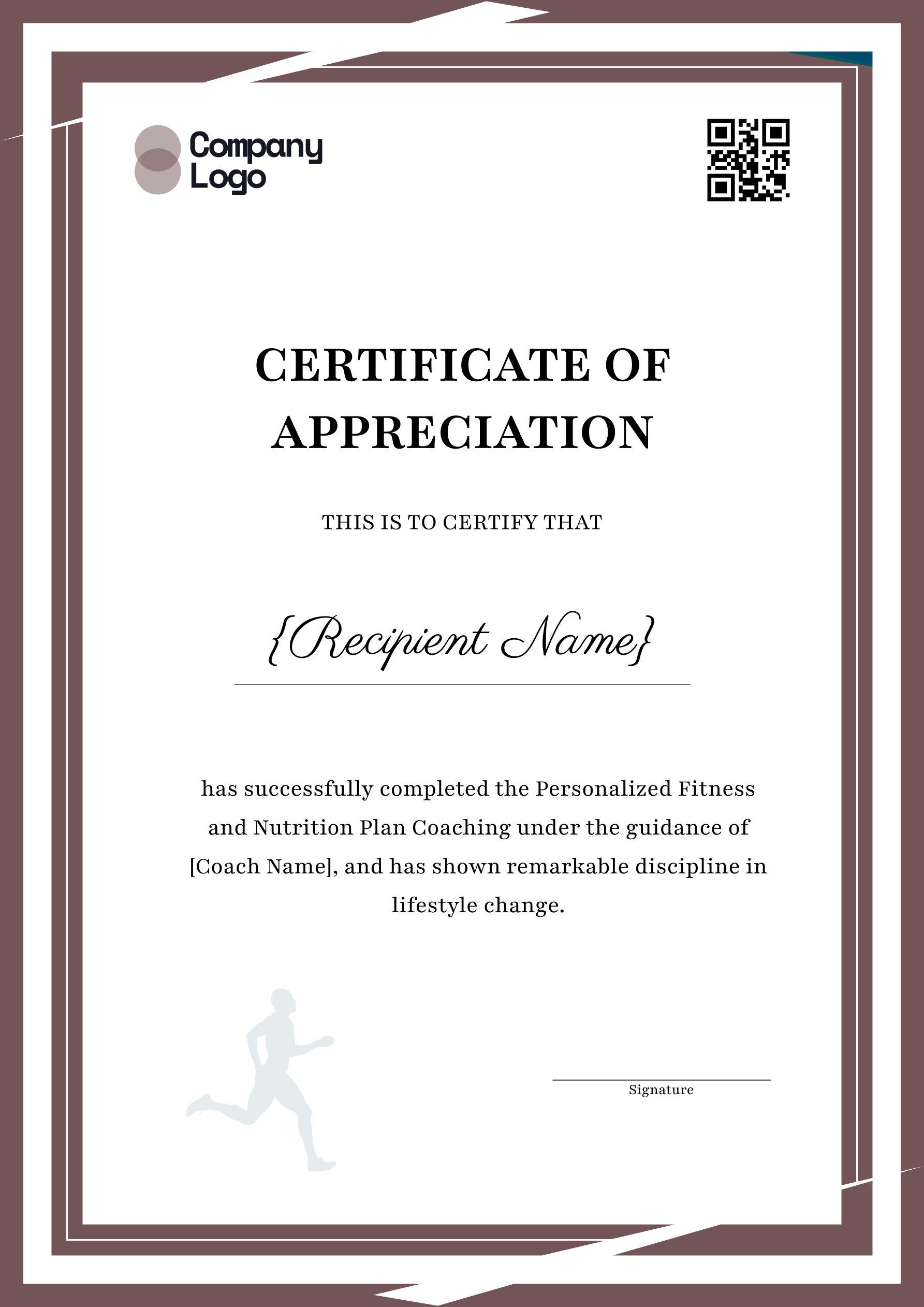 Wauld - Neat and formal certificate of appreciation for fitness template